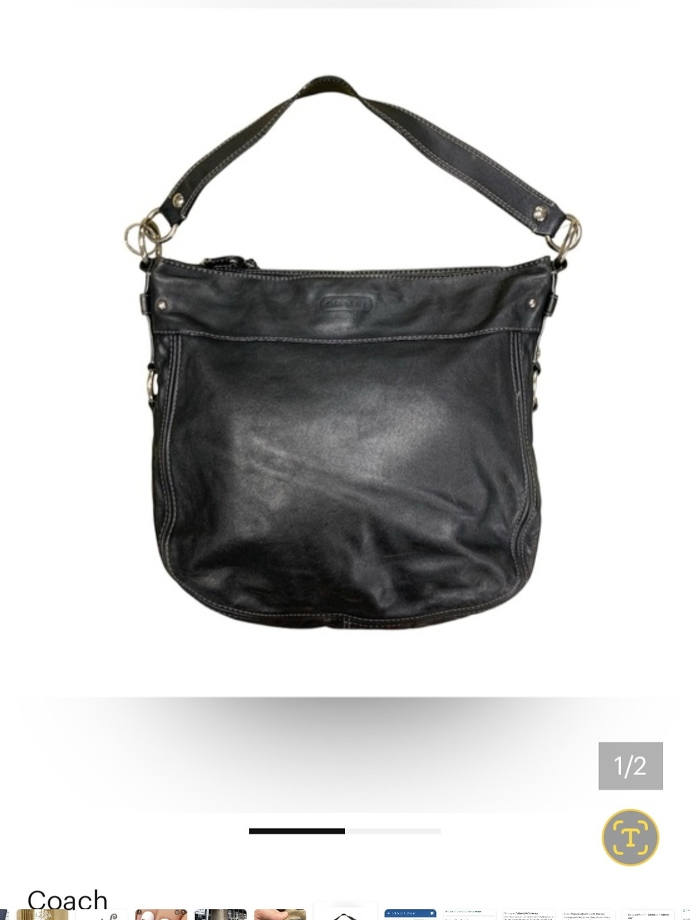 Coach Black Leather Hobo Bag